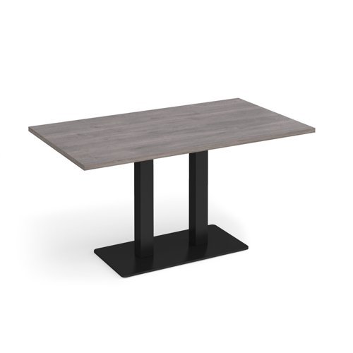 Eros rectangular dining table with flat black rectangular base and twin uprights 1400mm x 800mm grey oak - EDR1400-K-GO