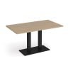 Eros rectangular dining table with flat black rectangular base and twin uprights 1400mm x 800mm kendal oak - EDR1400-K-KO
