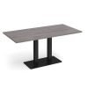 Eros rectangular dining table with flat black rectangular base and twin uprights 1600mm x 800mm grey oak - EDR1600-K-GO