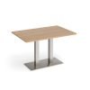 Eros rectangular dining table with flat brushed steel rectangular base and twin uprights 1200mm x 800mm beech - EDR1200-BS-B