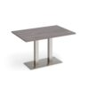Eros rectangular dining table with flat brushed steel rectangular base and twin uprights 1200mm x 800mm grey oak - EDR1200-BS-GO