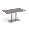 Eros rectangular dining table with flat brushed steel rectangular base and twin uprights 1400mm x 800mm grey oak - EDR1400-BS-GO