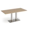 Eros rectangular dining table with flat brushed steel rectangular base and twin uprights 1600mm x 800mm kendal oak - EDR1600-BS-KO