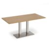 Eros rectangular dining table with flat brushed steel rectangular base and twin uprights 1600mm x 800mm oak - EDR1600-BS-O