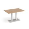 Eros rectangular dining table with flat white rectangular base and twin uprights 1200mm x 800mm beech - EDR1200-WH-B