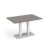 Eros rectangular dining table with flat white rectangular base and twin uprights 1200mm x 800mm grey oak - EDR1200-WH-GO