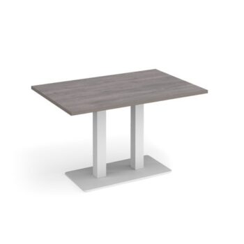 Eros rectangular dining table with flat white rectangular base and twin uprights 1200mm x 800mm grey oak - EDR1200-WH-GO
