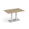 Eros rectangular dining table with flat white rectangular base and twin uprights 1200mm x 800mm kendal oak - EDR1200-WH-KO