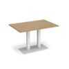 Eros rectangular dining table with flat white rectangular base and twin uprights 1200mm x 800mm oak - EDR1200-WH-O