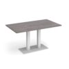 Eros rectangular dining table with flat white rectangular base and twin uprights 1400mm x 800mm grey oak - EDR1400-WH-GO