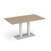 Eros rectangular dining table with flat white rectangular base and twin uprights 1400mm x 800mm kendal oak - EDR1400-WH-KO