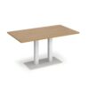 Eros rectangular dining table with flat white rectangular base and twin uprights 1400mm x 800mm oak - EDR1400-WH-O