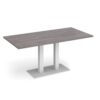 Eros rectangular dining table with flat white rectangular base and twin uprights 1600mm x 800mm grey oak - EDR1600-WH-GO