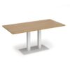Eros rectangular dining table with flat white rectangular base and twin uprights 1600mm x 800mm oak - EDR1600-WH-O