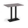 Eros rectangular poseur table with flat black rectangular base and twin uprights 1200mm x 800mm grey oak - EPR1200-K-GO