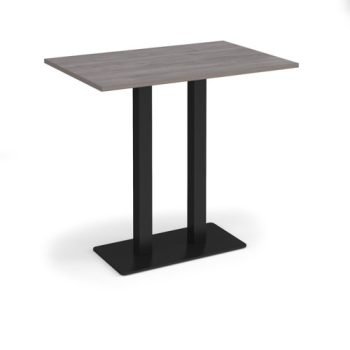 Eros rectangular poseur table with flat black rectangular base and twin uprights 1200mm x 800mm grey oak - EPR1200-K-GO