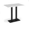 Eros rectangular poseur table with flat black rectangular base and twin uprights 1200mm x 800mm white - EPR1200-K-WH