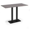 Eros rectangular poseur table with flat black rectangular base and twin uprights 1600mm x 800mm grey oak - EPR1600-K-GO