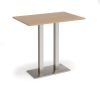 Eros rectangular poseur table with flat brushed steel rectangular base and twin uprights 1200mm x 800mm beech - EPR1200-BS-B