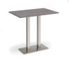 Eros rectangular poseur table with flat brushed steel rectangular base and twin uprights 1200mm x 800mm grey oak - EPR1200-BS-GO