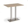 Eros rectangular poseur table with flat brushed steel rectangular base and twin uprights 1200mm x 800mm kendal oak - EPR1200-BS-KO
