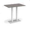 Eros rectangular poseur table with flat white rectangular base and twin uprights 1200mm x 800mm grey oak - EPR1200-WH-GO