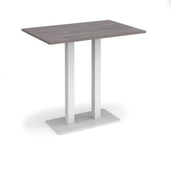 Eros rectangular poseur table with flat white rectangular base and twin uprights 1200mm x 800mm grey oak - EPR1200-WH-GO