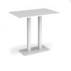 Eros rectangular poseur table with flat white rectangular base and twin uprights 1200mm x 800mm white - EPR1200-WH-WH