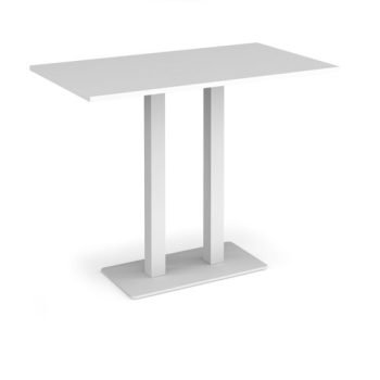Eros rectangular poseur table with flat white rectangular base and twin uprights 1400mm x 800mm white - EPR1400-WH-WH