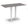 Eros rectangular poseur table with flat white rectangular base and twin uprights 1600mm x 800mm grey oak - EPR1600-WH-GO