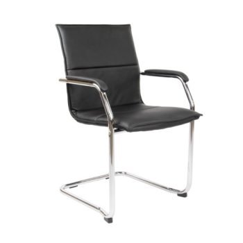 Essen stackable meeting room cantilever chair black faux leather - ESS100S2-K