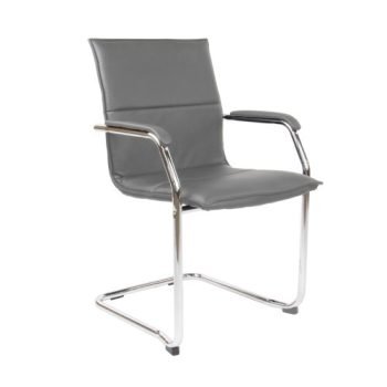 Essen stackable meeting room cantilever chair grey faux leather - ESS100S2-G