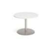 Eternal circular boardroom table 1000mm brushed steel base white top - ETN10C-BS-WH
