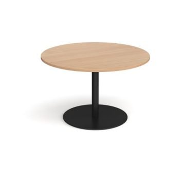 Eternal circular boardroom table 1200mm black base beech top - ETN12C-K-B