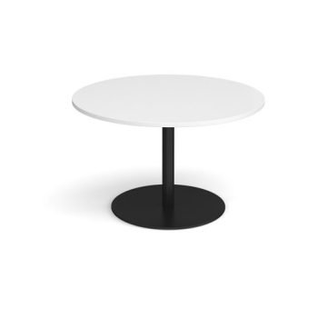 Eternal circular boardroom table 1200mm black base white top - ETN12C-K-WH