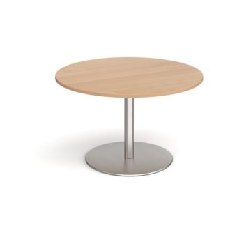 Eternal circular boardroom table 1200mm brushed steel base beech top - ETN12C-BS-B