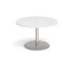 Eternal circular boardroom table 1200mm brushed steel base white top - ETN12C-BS-WH