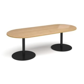 Eternal radial end boardroom table 2400mm x 1000mm black base oak top - ETN24-K-O