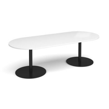 Eternal radial end boardroom table 2400mm x 1000mm black base white top - ETN24-K-WH