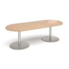 Eternal radial end boardroom table 2400mm x 1000mm brushed steel base beech top - ETN24-BS-B