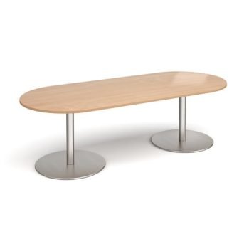 Eternal radial end boardroom table 2400mm x 1000mm brushed steel base beech top - ETN24-BS-B