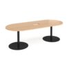 Eternal radial end boardroom table 2400mm x 1000mm with central cutout 272mm x 132mm black base beech top - ETN24-CO-K-B