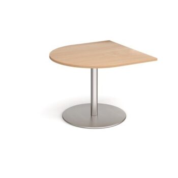 Eternal radial extension table 1000mm x 1000mm brushed steel base beech top - ETN10D-BS-B