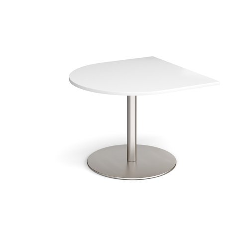 Eternal radial extension table 1000mm x 1000mm brushed steel base white top - ETN10D-BS-WH