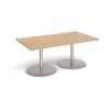 Eternal rectangular boardroom table 1800mm x 1000mm brushed steel base beech top - ETN18-BS-B