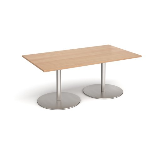 Eternal rectangular boardroom table 1800mm x 1000mm brushed steel base beech top - ETN18-BS-B