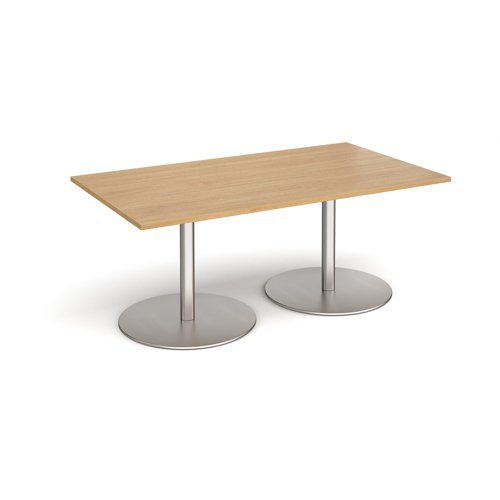 Eternal rectangular boardroom table 1800mm x 1000mm brushed steel base oak top - ETN18-BS-O