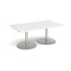 Eternal rectangular boardroom table 1800mm x 1000mm brushed steel base white top - ETN18-BS-WH