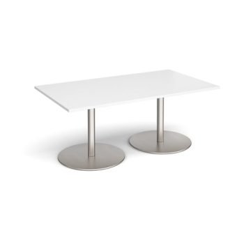 Eternal rectangular boardroom table 1800mm x 1000mm brushed steel base white top - ETN18-BS-WH