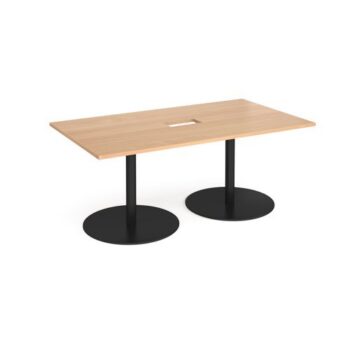 Eternal rectangular boardroom table 1800mm x 1000mm with central cutout 272mm x 132mm black base beech top - ETN18-CO-K-B